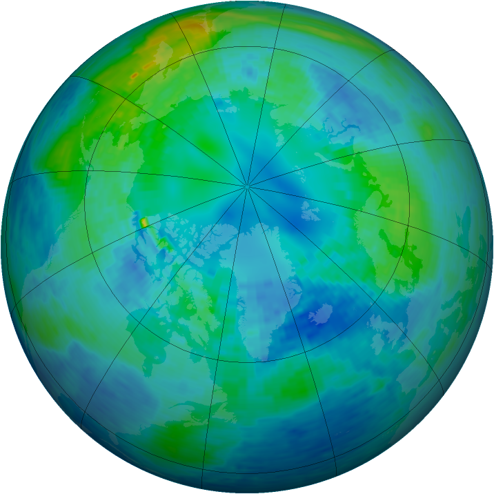 Arctic ozone map for 17 October 1994